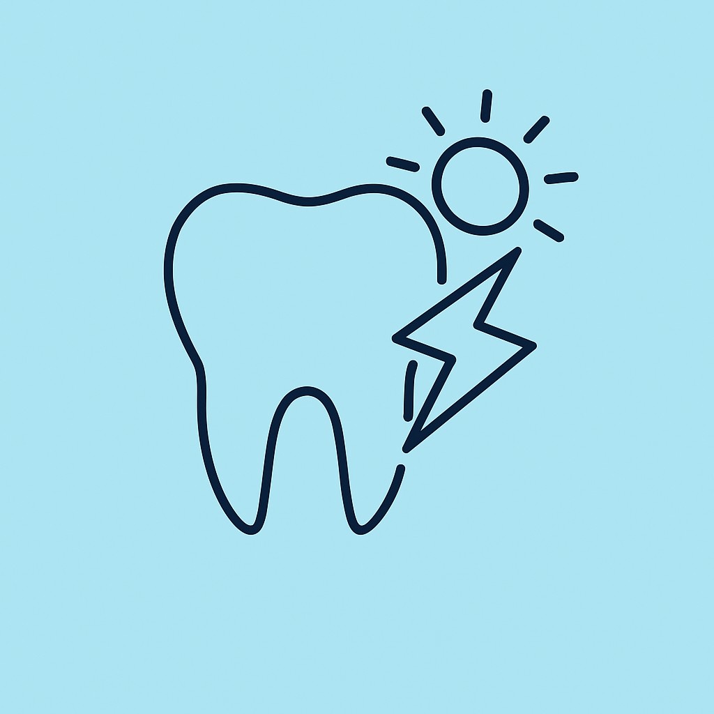 Illustration av tandblekning – tand och solsymbol