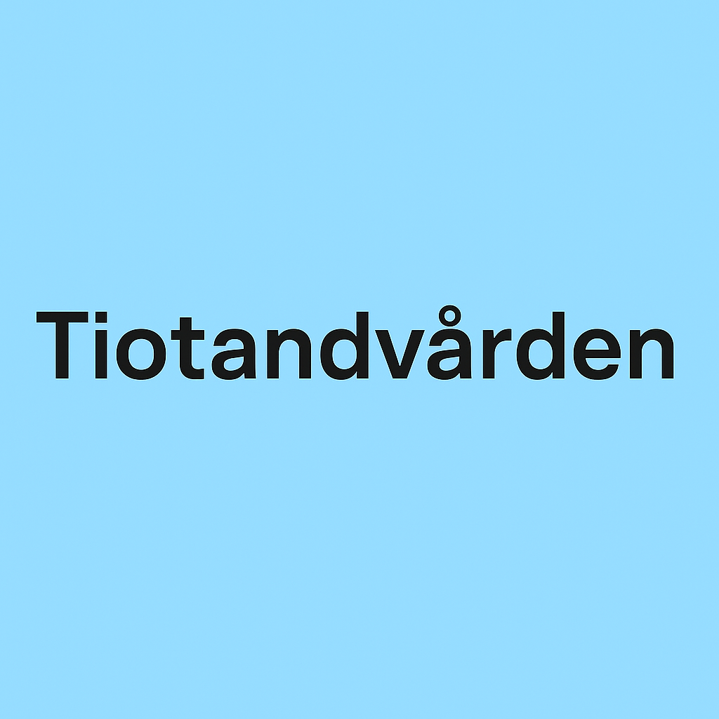 Tiotandvården – grafisk text på blå bakgrund