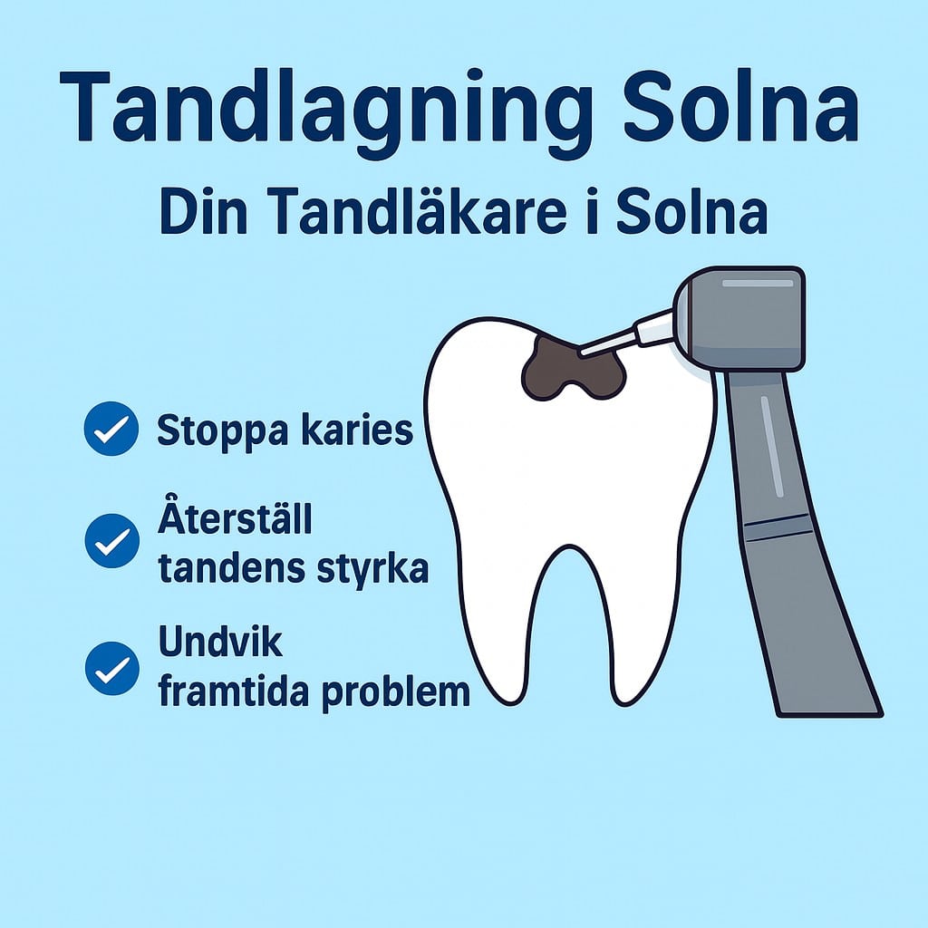 Tandlagning Solna – illustration som visar lagning av karies hos Din Tandläkare i Solna.